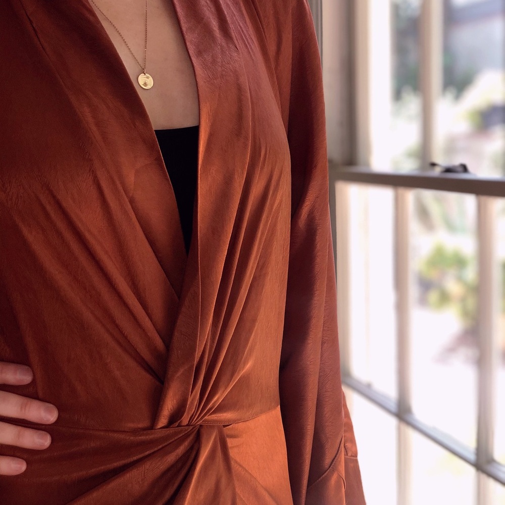 Rust Kimono Inspired Mini Dress - Picture 6 of 7